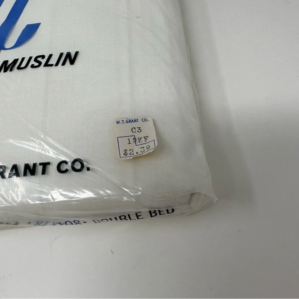 Grant Maid Vintage NWT Muslin Flat Sheet White Full Double Size
